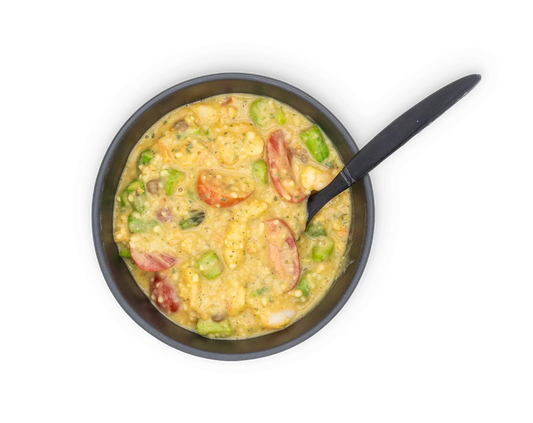 Bowl with Couscous with shrimps and vegetables